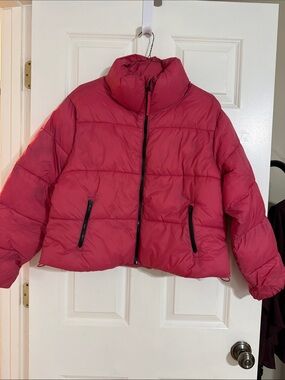 Womens Pink Puffer Jacket - Cozy Quilted Winter Coat